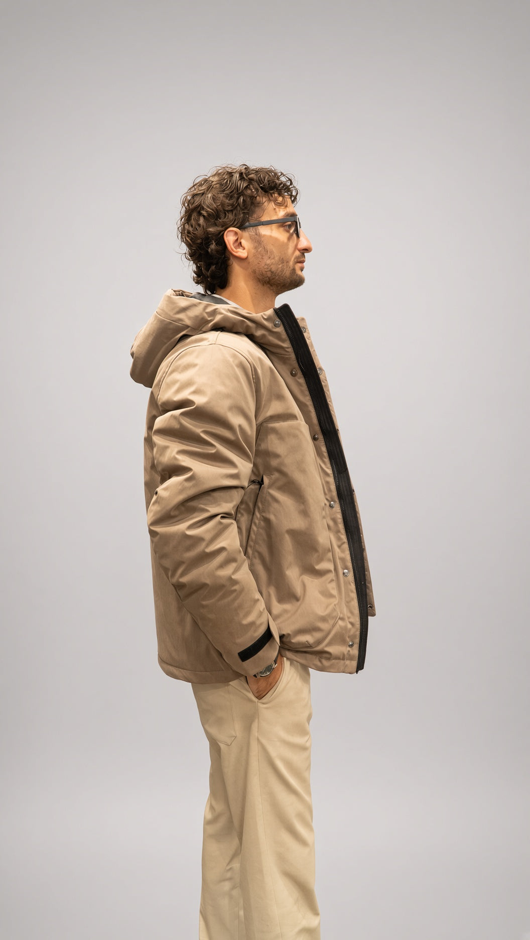 Parka con cappuccio beige da uomo Seinse