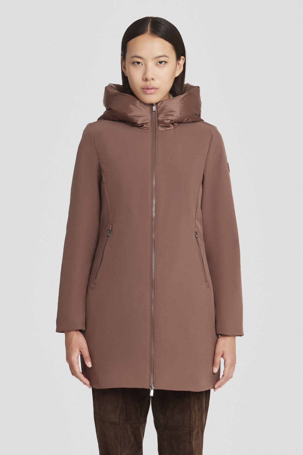 Long brown padded softshell jacket from Ciesse Piumini