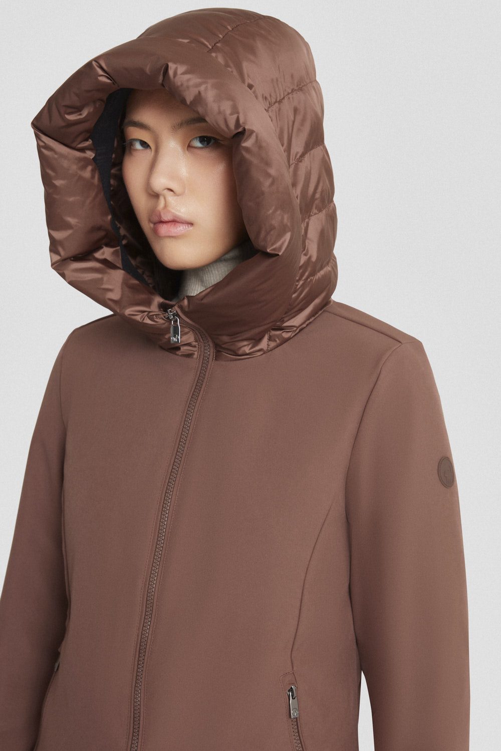 Long brown padded softshell jacket from Ciesse Piumini
