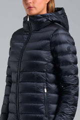 Long Blue Down Jacket with Hood Padded with Real Down Ciesse Piumini