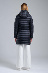 Long Blue Down Jacket with Hood Padded with Real Down Ciesse Piumini