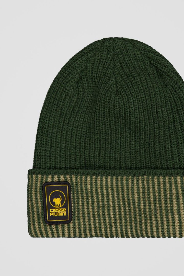 Berretto verde a coste bicolore unisex Ciesse Piumini