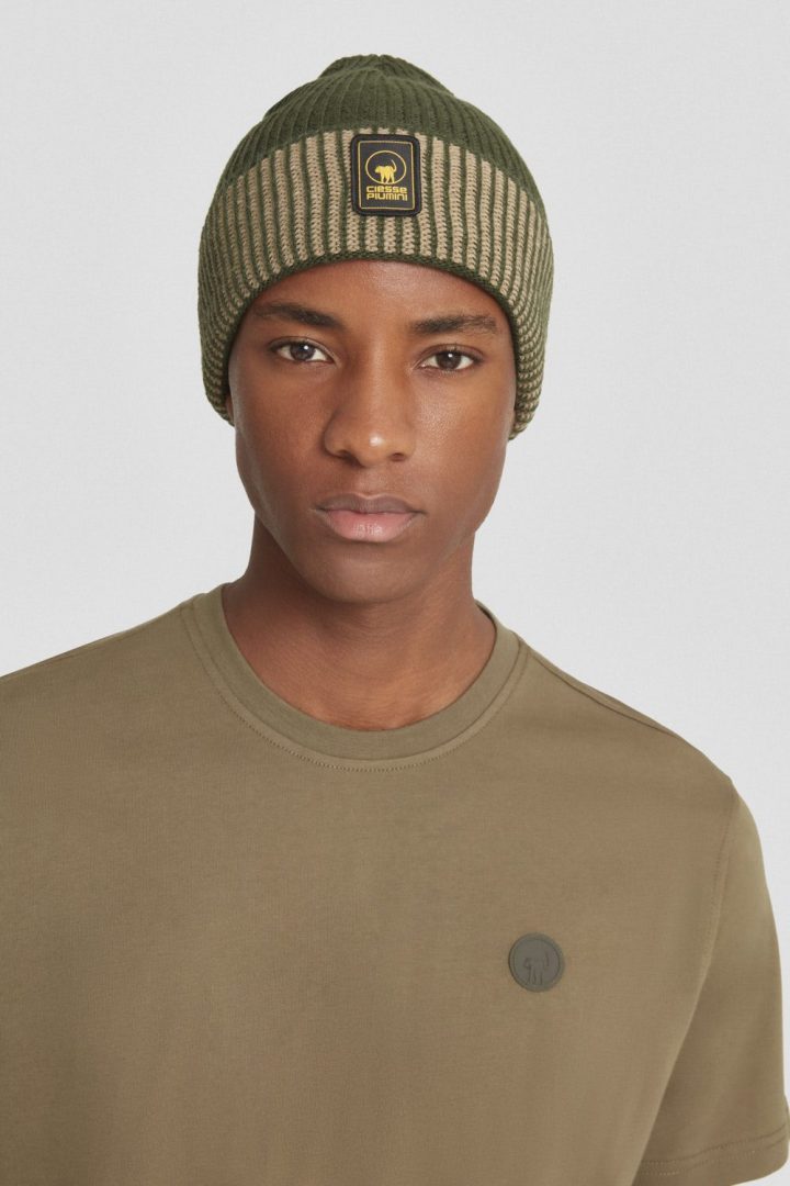 Berretto verde a coste bicolore unisex Ciesse Piumini