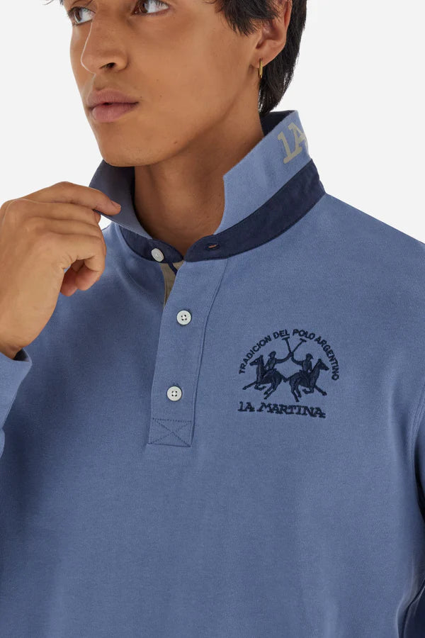 Men's soft-touch jersey polo shirt with team logo - Beato La Martina 