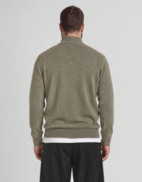 Maglione zip uomo lana Khaki Smoke foto 3