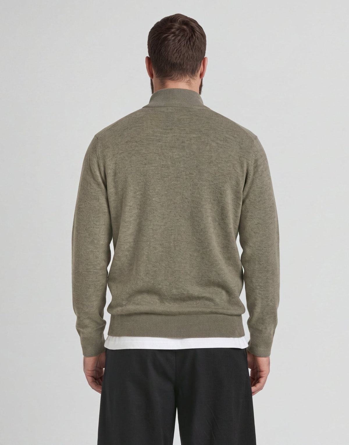Maglione zip uomo lana Khaki Smoke foto 3