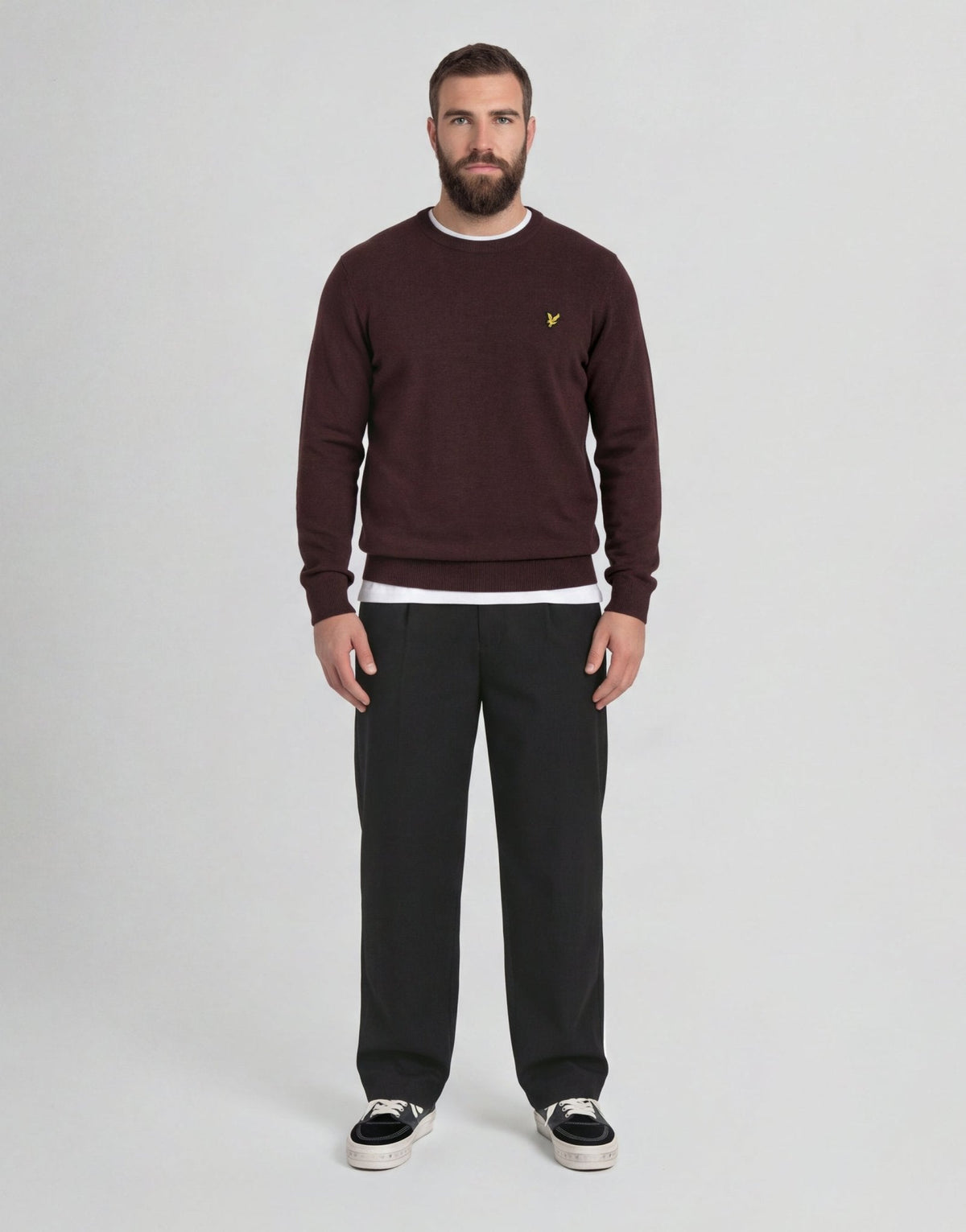 Maglione girocollo uomo lana Beetroot Marl foto 2