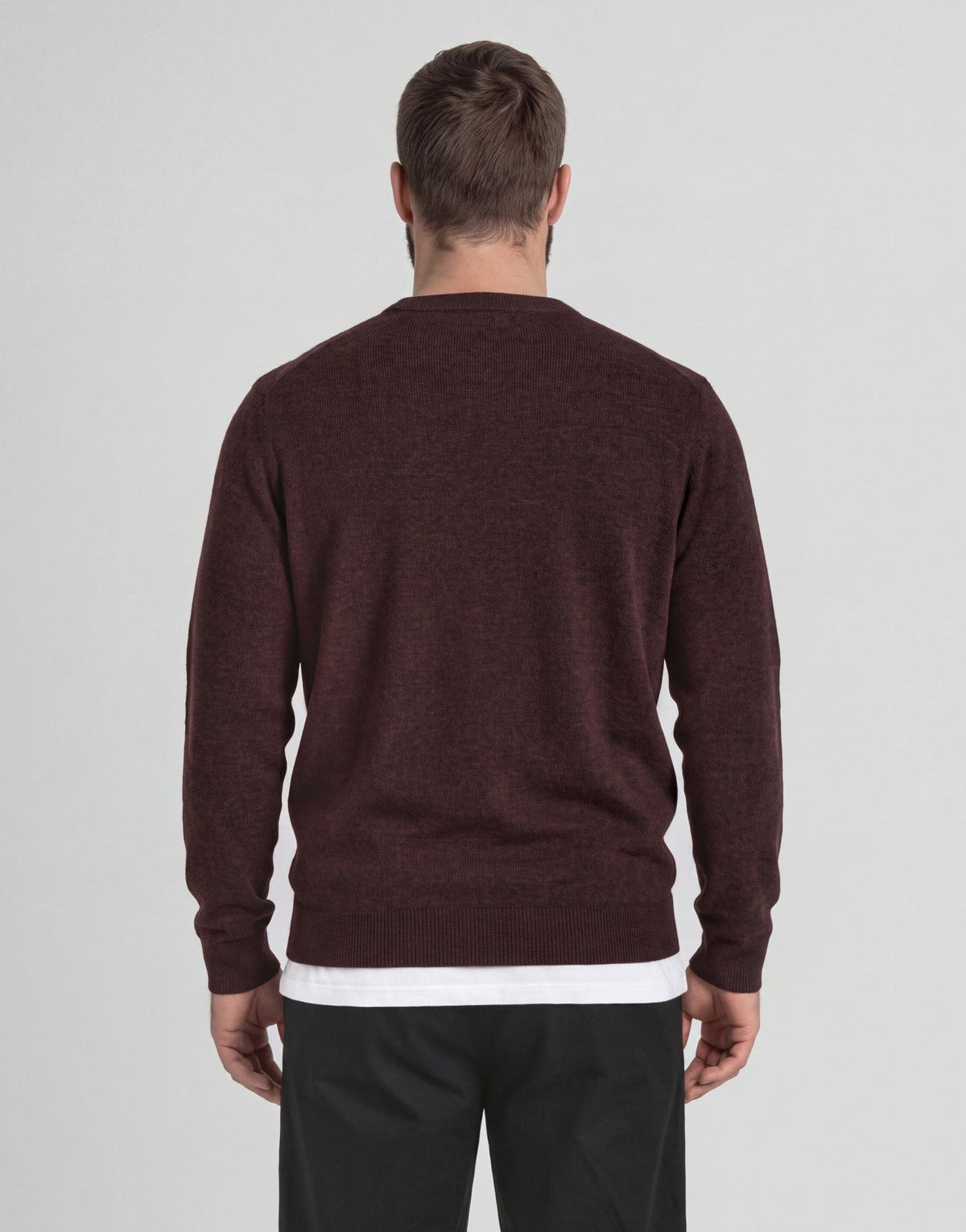 Maglione girocollo uomo lana Beetroot Marl foto 3