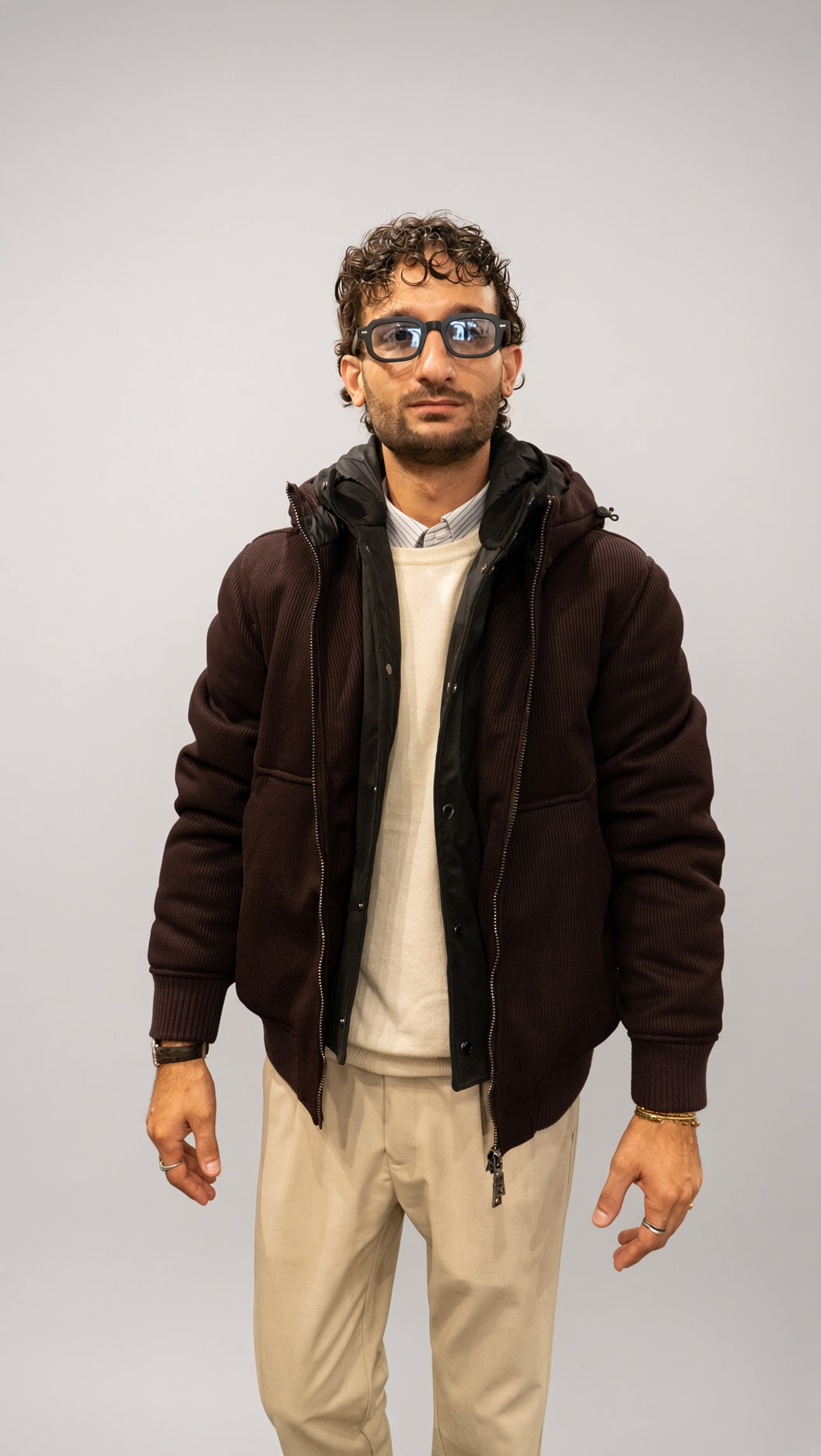 Giubbotto burgundy da uomo Seinse con fodera staccabile