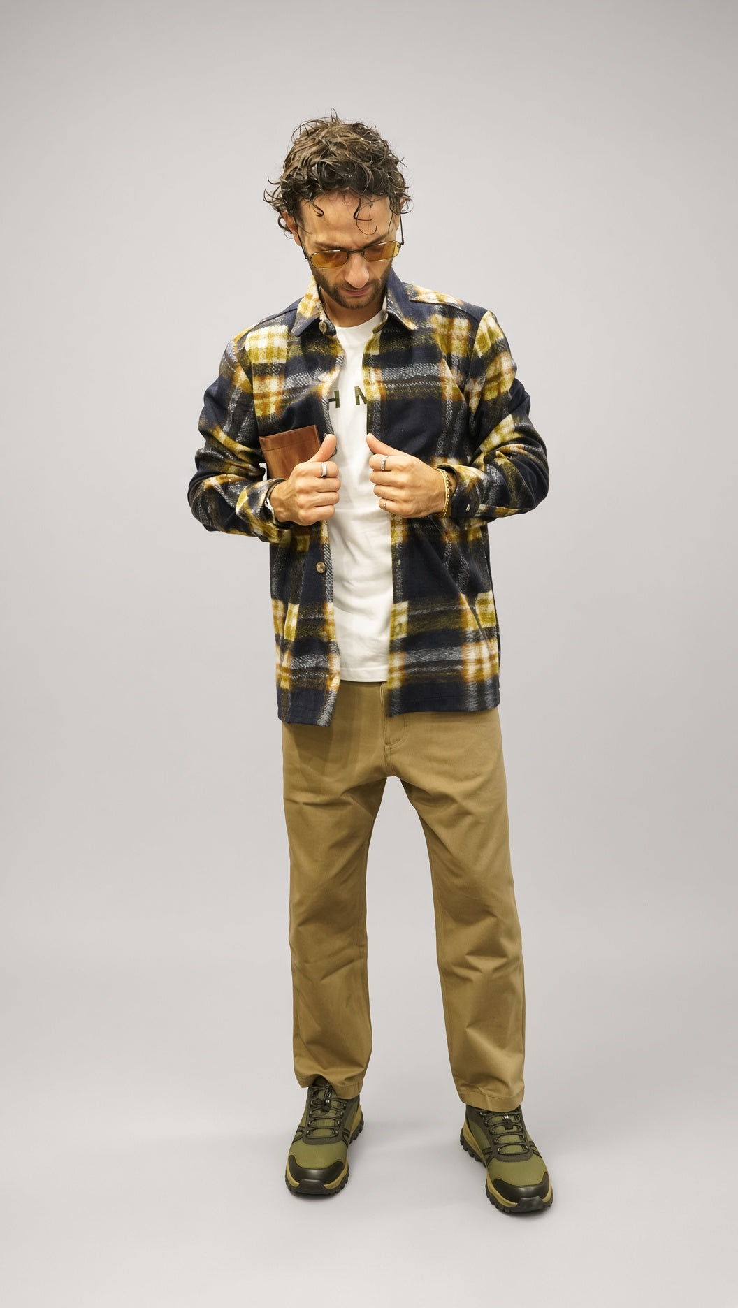 Overshirt uomo Displaj quadri giallo blu